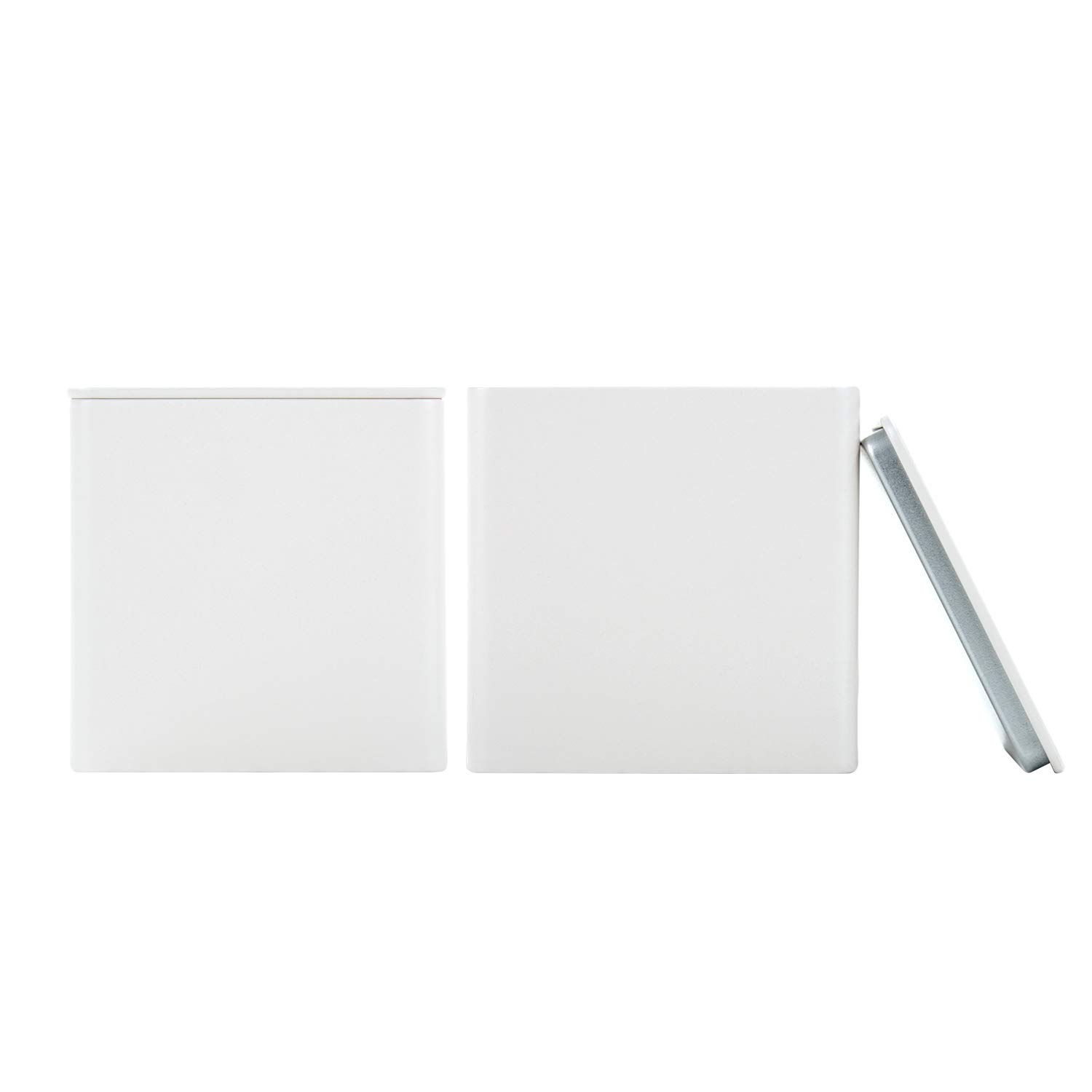 Tianhui Colorful Square Tin Can Empty Cube Steel Box Storage Container for Treats, Gifts, Favors, Loose Tea, Coffee and Crafts, Mini Portable Small Storage Kit (Off White, 2-Small)