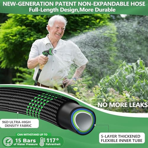 200 ft Garden Hose, Flexible Ultra Lightweight Durable Garden Hose, Kink-Free Water Hose with 10 Function Sprayer - Non-Shrinking Garden Hoses, Easy to Store,All-Weather, Car Washing Pipe Garden Hoses