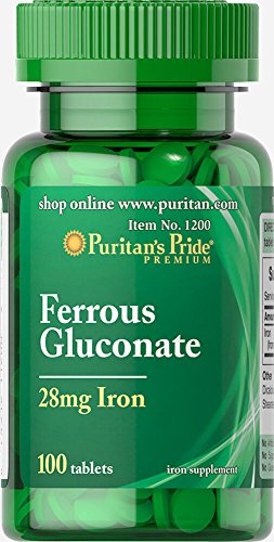 Puritan's Pride Ferrous Gluconate (28 mg Iron)-100 Tablets Puritan's Pride Ferrous Gluconate (28 mg Iron)-100 Tablets