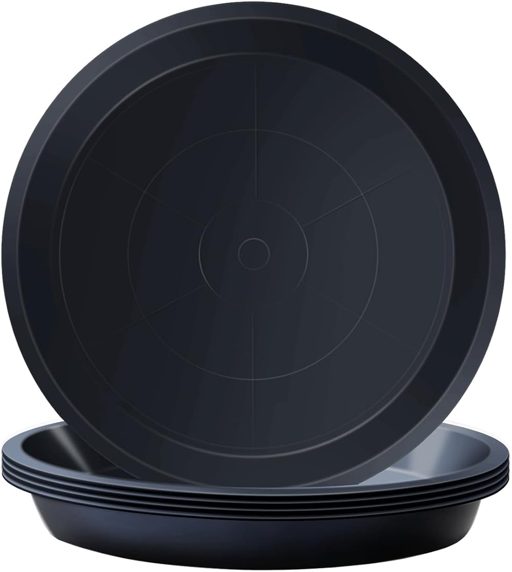 Kunjocy Pack of 5 Black Plant Pot Saucers 23 cm Round Trays