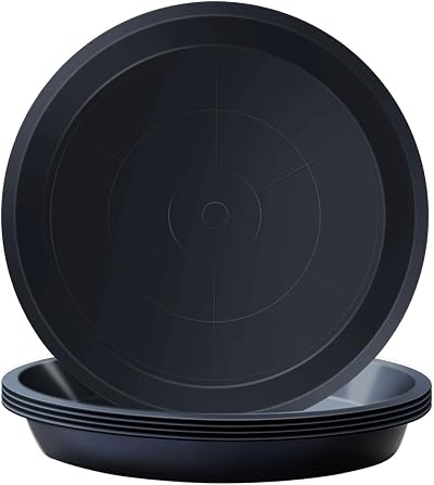 Kunjocy Pack of 5 Black Plant Pot Saucers 23 cm Round Trays