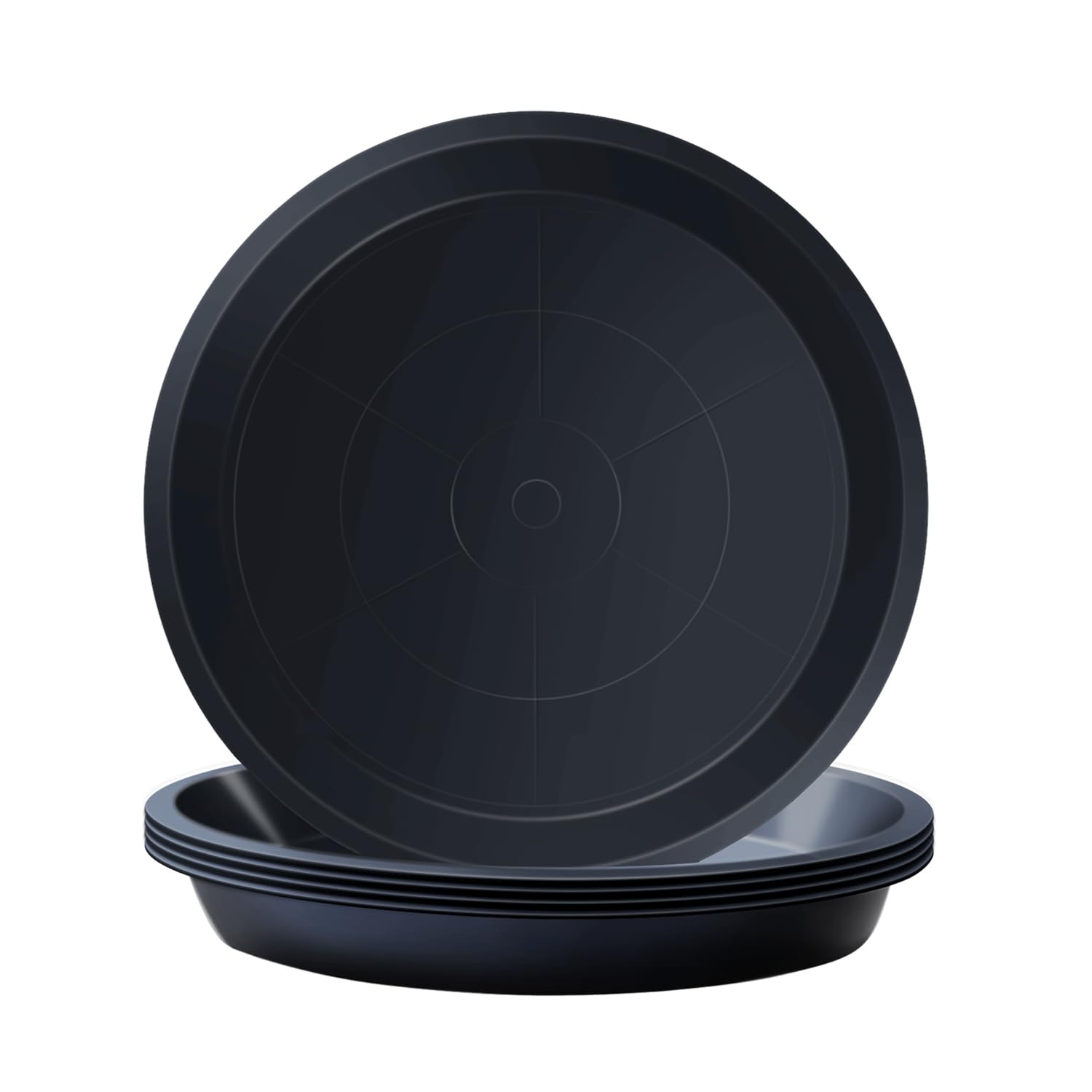 Kunjocy Pack of 5 Black Plant Pot Saucers, 23 CM Round Plant Pots Trays Garden Plant Saucer Plant Plastic Plate Pot Tray for Garden Indoor Outdoor Fit Plant Pot up to 20 CM (Black, Outer 23 CM)