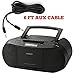 Sony Stereo CD/MP3 Cassette Boombox, AM/FM Radio, Cassette Recorder, Headphone & Auxiliary Jacko, Black – Includes a 6 FT Aux Cablethumb 1
