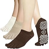 Soxsense Pilates Grip Toe Socks for Women & Men, Cushioned Low-Cut Five Finger Socks Non Slip for Yoga, Barre, Gym