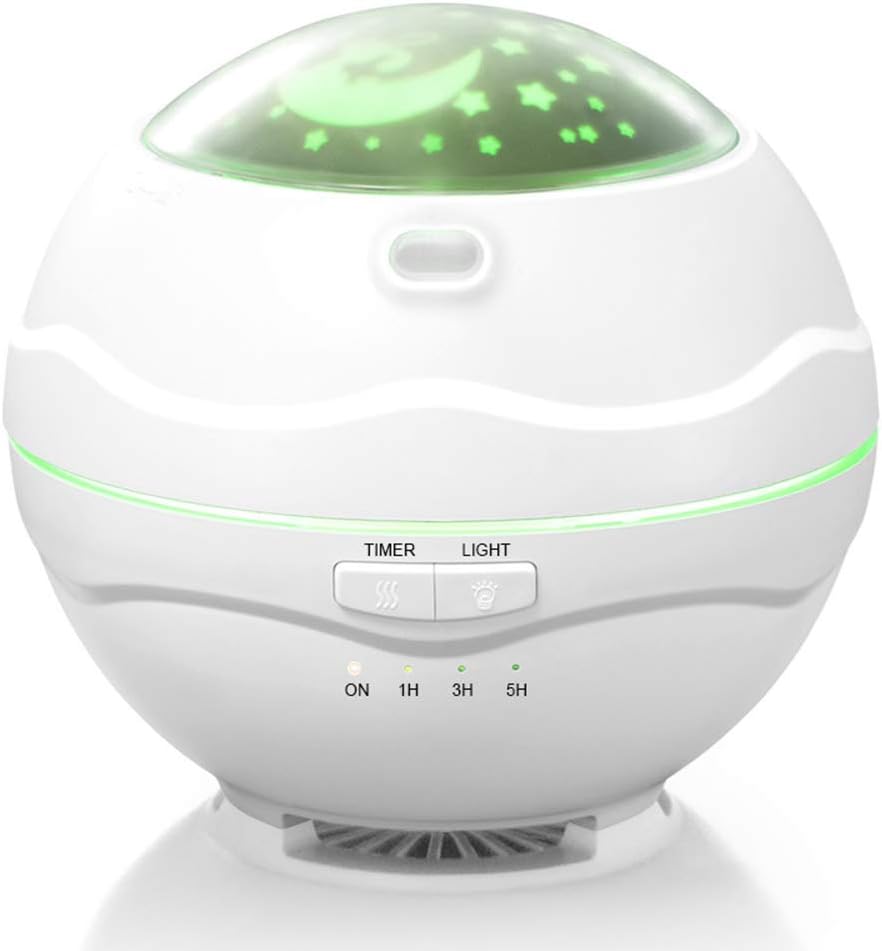 Starry Sky Night Lights 150ML Aroma Essential Oil Diffuser with Timing Projector Aromatherapy Diffuser Cool Mist Humidifiers and Waterless Automatically Shut-Off for Home Bedroom Baby Room,White