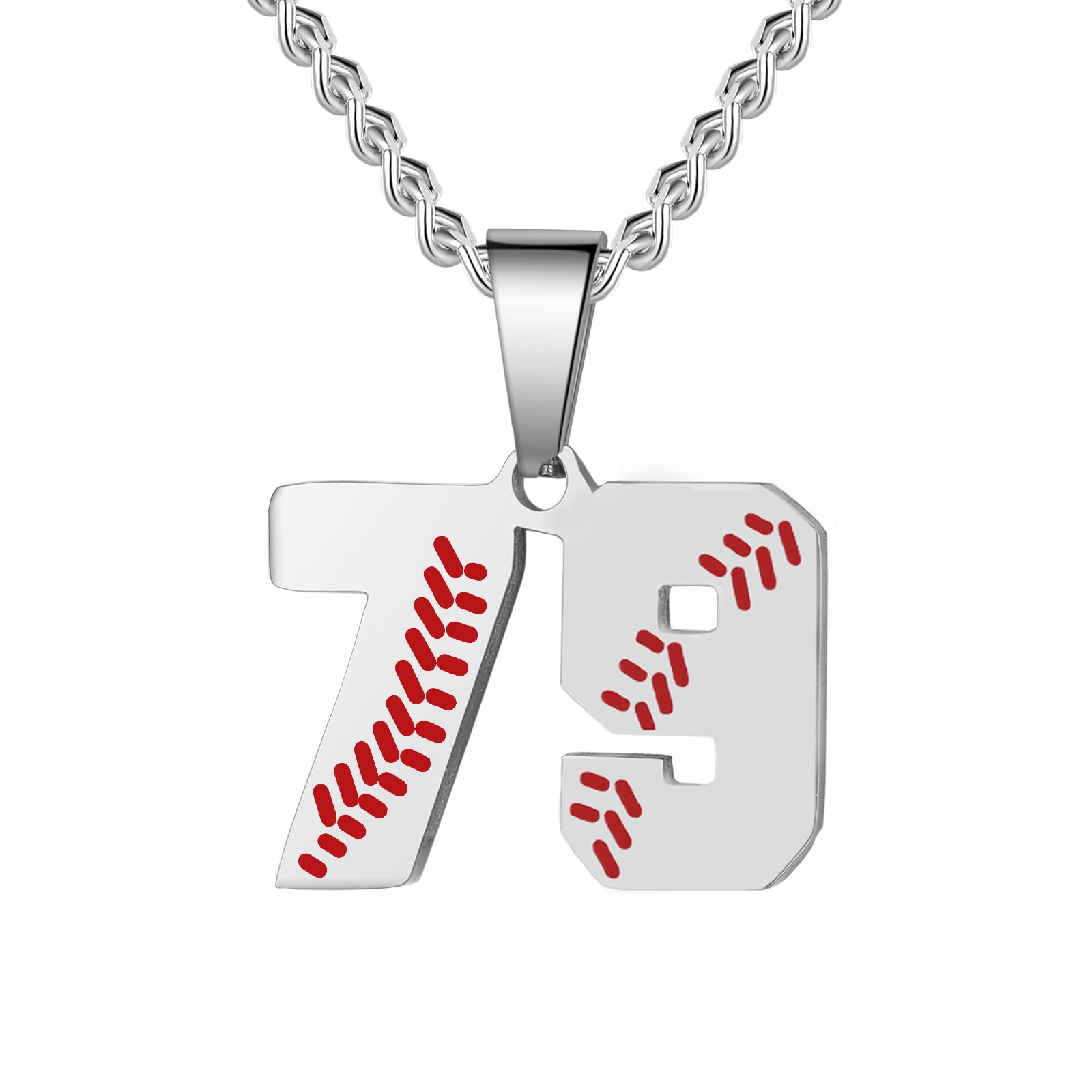 HattiDoris Baseball Number Necklace for Men 00-99