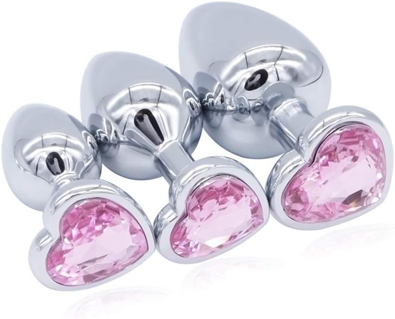 VBN Set of 3 T-bar Base - Metal Alloy Toys - Jeweled Stimulator for Men and Women - 3 pcs Beginners Anales Set - Purple Gem