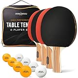 PRO SPIN Ping Pong Paddles - High-Performance Set of 4 Table Tennis Rackets, 8 Ping Pong Balls (3-Star), Premium Carrying Case | Professional Ping Pong Paddle Set for All Levels | Indoor Outdoor Games