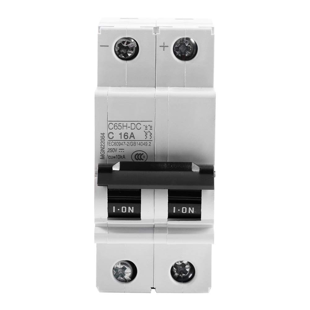 250V DC 2P Low-voltage Miniature Air Circuit Breaker Din Rail Mount Solar Energy Switch for Solar Panels Grid System ( Edition : 16A )
