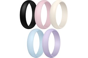 Egnaro Women's Silicone Band Rings 5.5mm Width 3.5mm Thickness, Flexible Workout Rubber Wedding Sets Vaiours Sizes