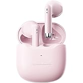 Pink True Wireless Earbuds Bluetooth 5.3 with Microphone for Working Out Noise Canceling Blue Tooth Ear Buds Deep Bass TWS Wireless Earphones with Charging Case in Ear Headphone for iPhone Android