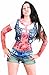 Faux Real Women's Ladies Tattoo Sleeves Contemporary Missy T-Shirt, Multi, Medium