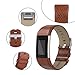 iGK Leather Replacement Bands Compatible for Fitbit Charge 2, Genuine Leather Wristbands Dark Brown