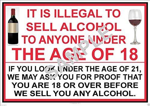 IT IS ILLEGAL TO SELL ALCOHOL TO ANYONE UNDER THE AGE OF 18- POSTER - Quarter A4 SIGN FOR BAR RESTAURANTS PUBS CLUBS