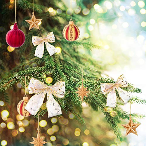 10Yard x2.4Inch Christmas Ribbons Double Faced Ribbon Gold and Silver Snowflake Wired Ribbon for Christmas Tree Wedding Home Decoration