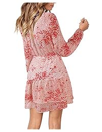 Mini vestido skater ajustado de manga larga con cuello en V y manga larga estampado floral SOLERSUN para mujer