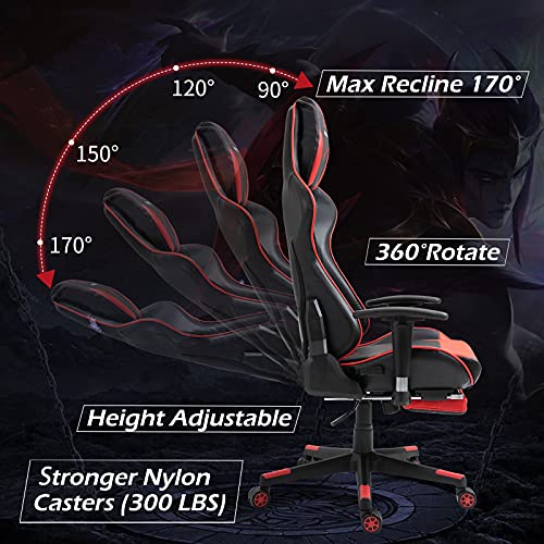 XVOLSPORT Massage Gaming Chair with Footrest Reclining High Back