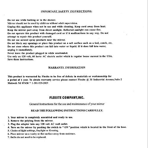 Floxite 10X Magnifying LED Lighted Vanity Mirror with 2 Light Settings