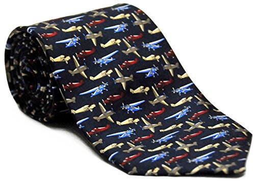 Airplane Silk Twill Novelty Tie (Navy)