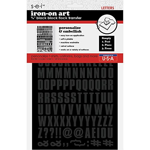 Sei 3/4" Black Block Flock Iron-on Transfer Letters