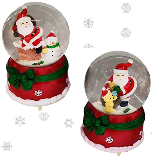 SHATCHI Christmas Snow Globe Dome Glass Waterball With Santa & Snowman Or Santa & Teddy Lovely Base Unique Design Xmas Home Decorations Gifts