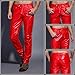 Idopy Men`s Slim Fit Party Performance Biker Faux Leather Jeans Pants Red 34