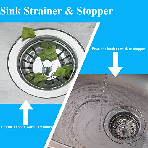 [2 Pack] IUYPKQ Kitchen Sink Strainer - Sink Drain Stopper - Kitchen Sink Plug with Anti-Clogging Basket - Bouchon Evier Cuisine - Compatible with 79–83mm Inner Diameter
