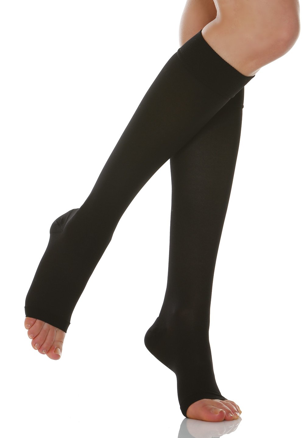 Relaxsan Basic 950A (1 Pair - Black 5/XXL) Compression Socks for Women, Knee High Socks Open Toe, 22-27 mmHg — image 1