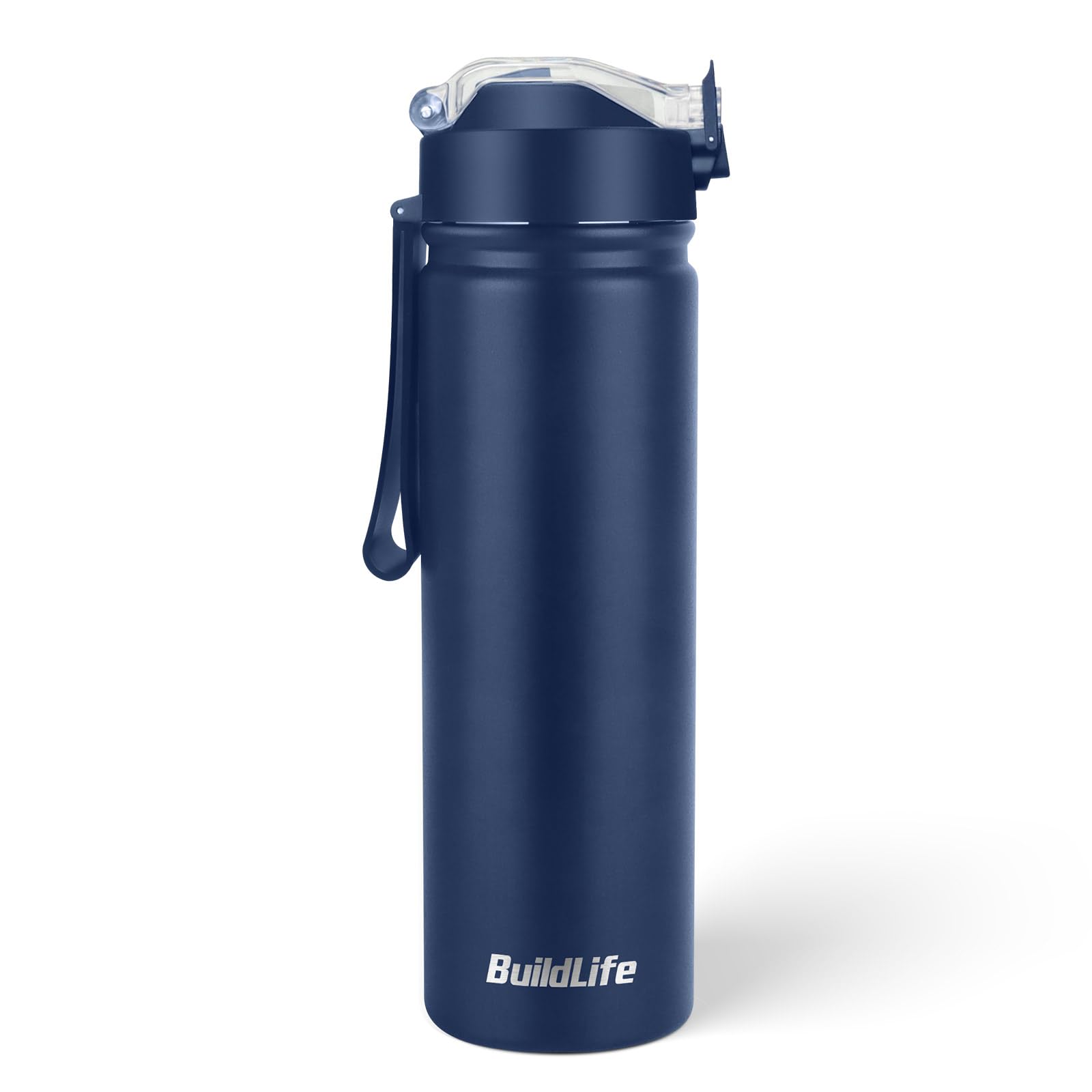 BuildLife 720ML Insulated Water Bottle with Straw,Leak Proof Double Walled Stainless Steel Metal Sports Water Bottles, BPA Free,Dishwasher Safe,Drinking Bottle for Travel,School,Gym (Blue)