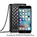 Bosam Iphone 6 Plus Iphone 6s Plus Crossbody Wallet Case with Luxury PU leather Folding Cover Card Holder Little Cosmetic Mirror and Chain Strap (6P Black)