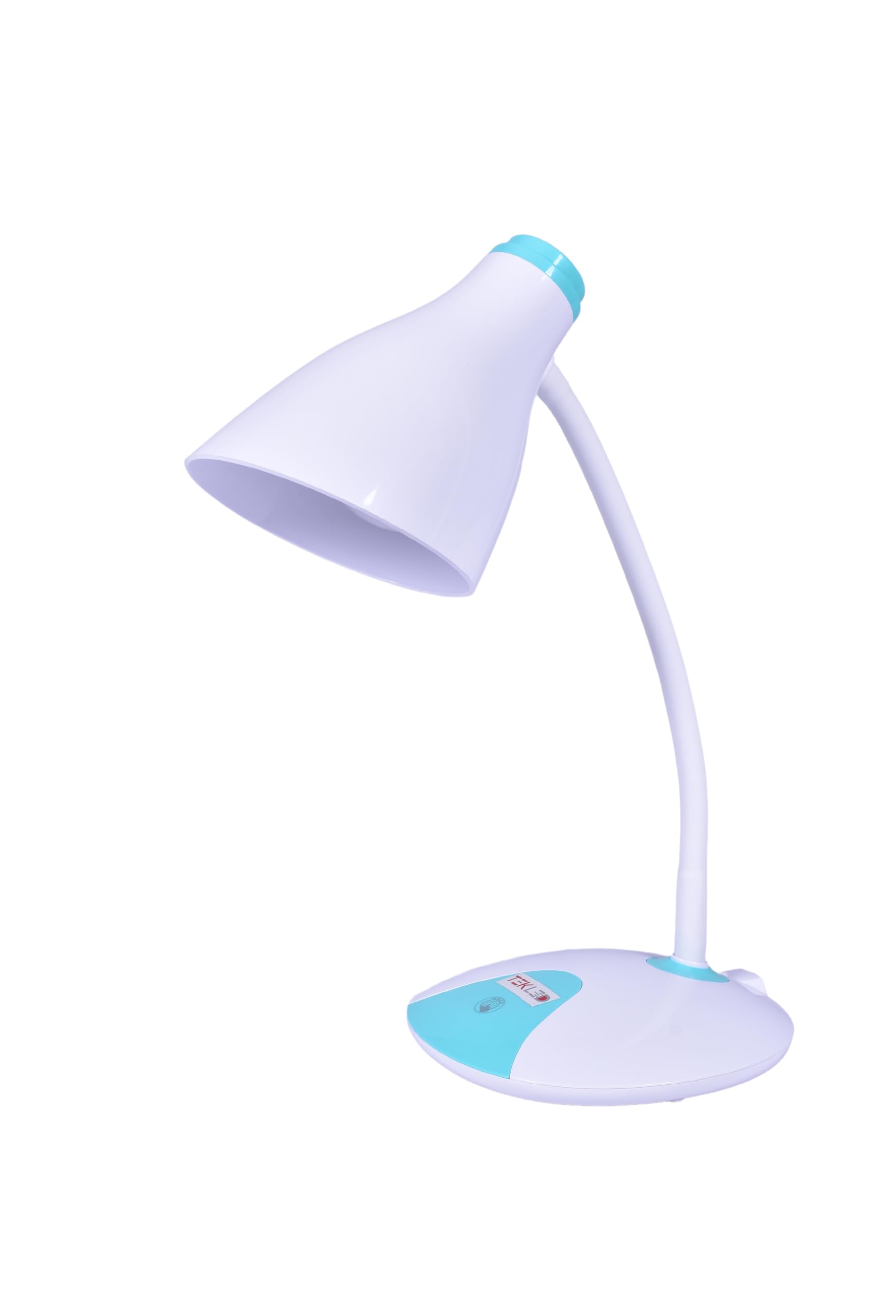 TEKLED® Adjustable Gooseneck 3 Lighting Colors Brightness Desk Lamp | Dimmable Decorative LED with Touch Control |1500 mAh, USB Rechargeable | for Studying Room, Reading, Working - Turquoise Blue