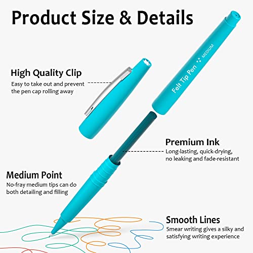 Lelix 30 Pack Felt Tip Pens Set in Kenya Whizz Porous-Point Pens