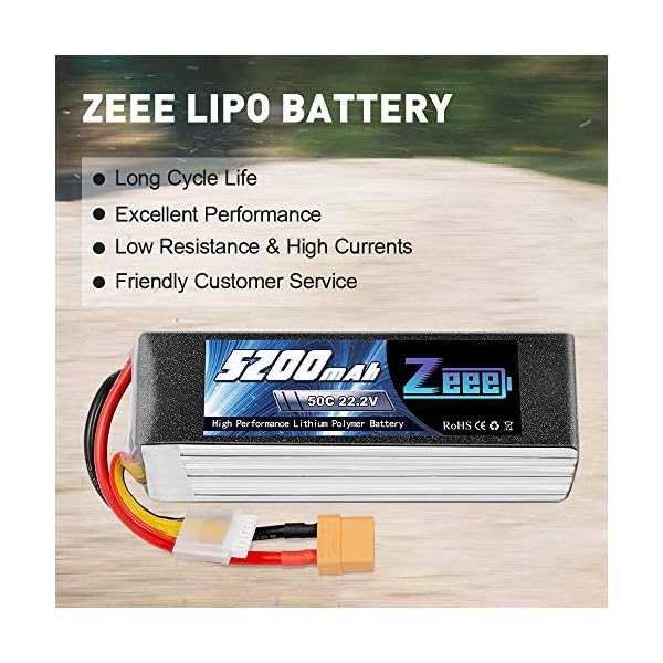Zeee 6S Lipo Akku 22,2V 50C 5200mAh RC Batterie mit XT90 Stecker für RC Car RC Truck RC Auto Boot Helicopter LKW Truggy… – Bild 3