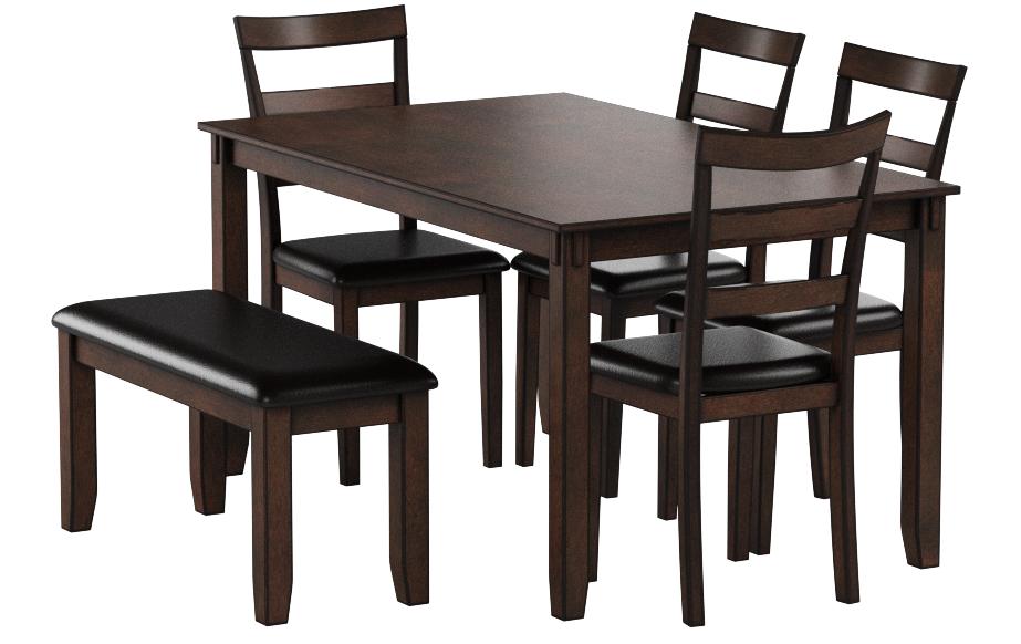 Coviar Dining Table And Bench Set Of 6 Brown Amazon De Kuche Haushalt