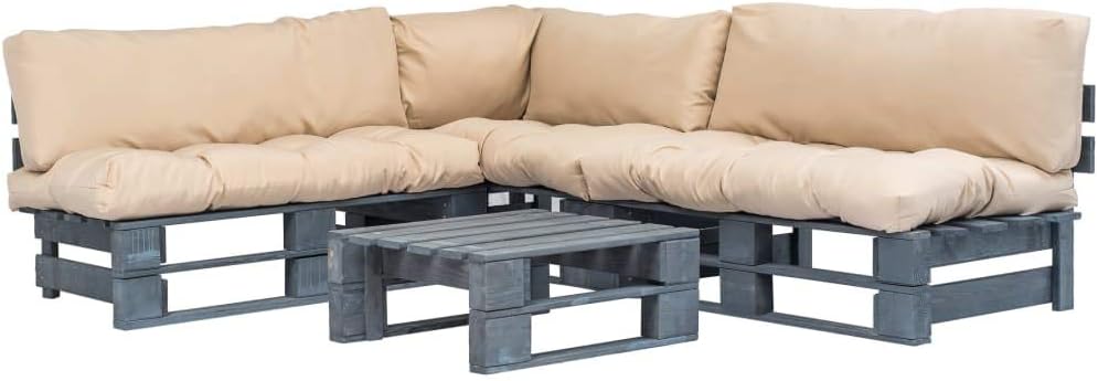 Vidaxl Canapes Palette 4 Pcs Et Coussins Sable Bois Gris Fsc Salon