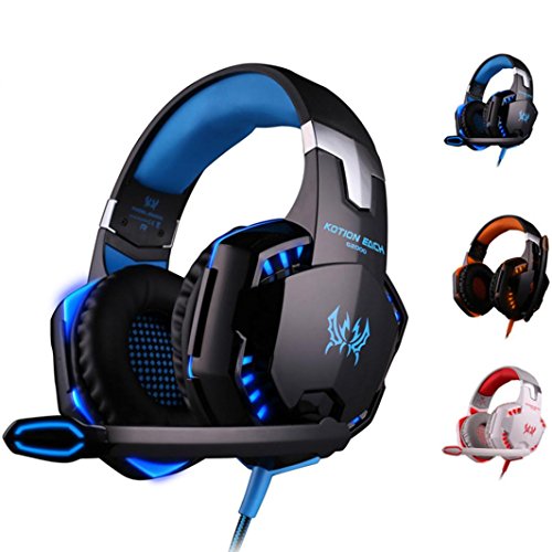 YJYdada Wired Gaming Headset Headphones with Microphone for Sony PS4 Play (Blue)