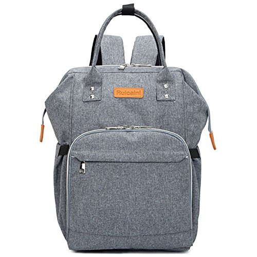 HaloVa Diaper Bag, Waterproof Travel Backpack, Large Capacity Nappy Bag Mummy Tote Bag for Baby Care with Independent Insulated Pocket, Side Tissue & Phone Pad Pocket & Stroller Hook, Gray