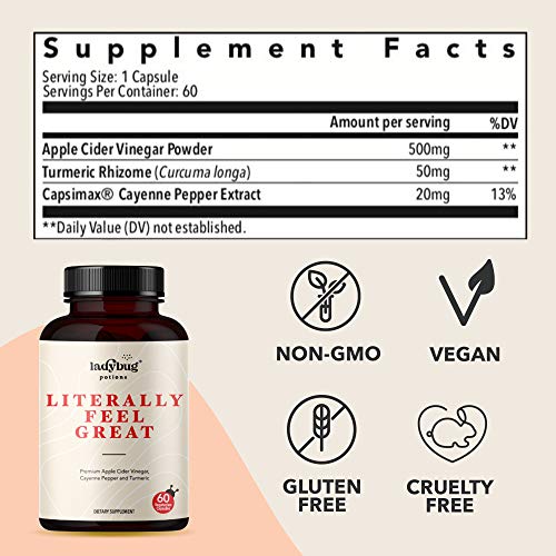 Literally Feel Great Apple Cider Vinegar Capsules, Cayenne Pepper Pills