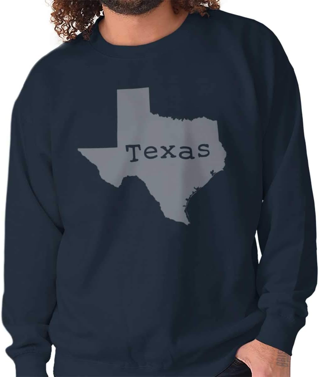 Classic Teaze Texas State Map Shape Souvenir TX Pride Gym Crewneck Sweatshirt
