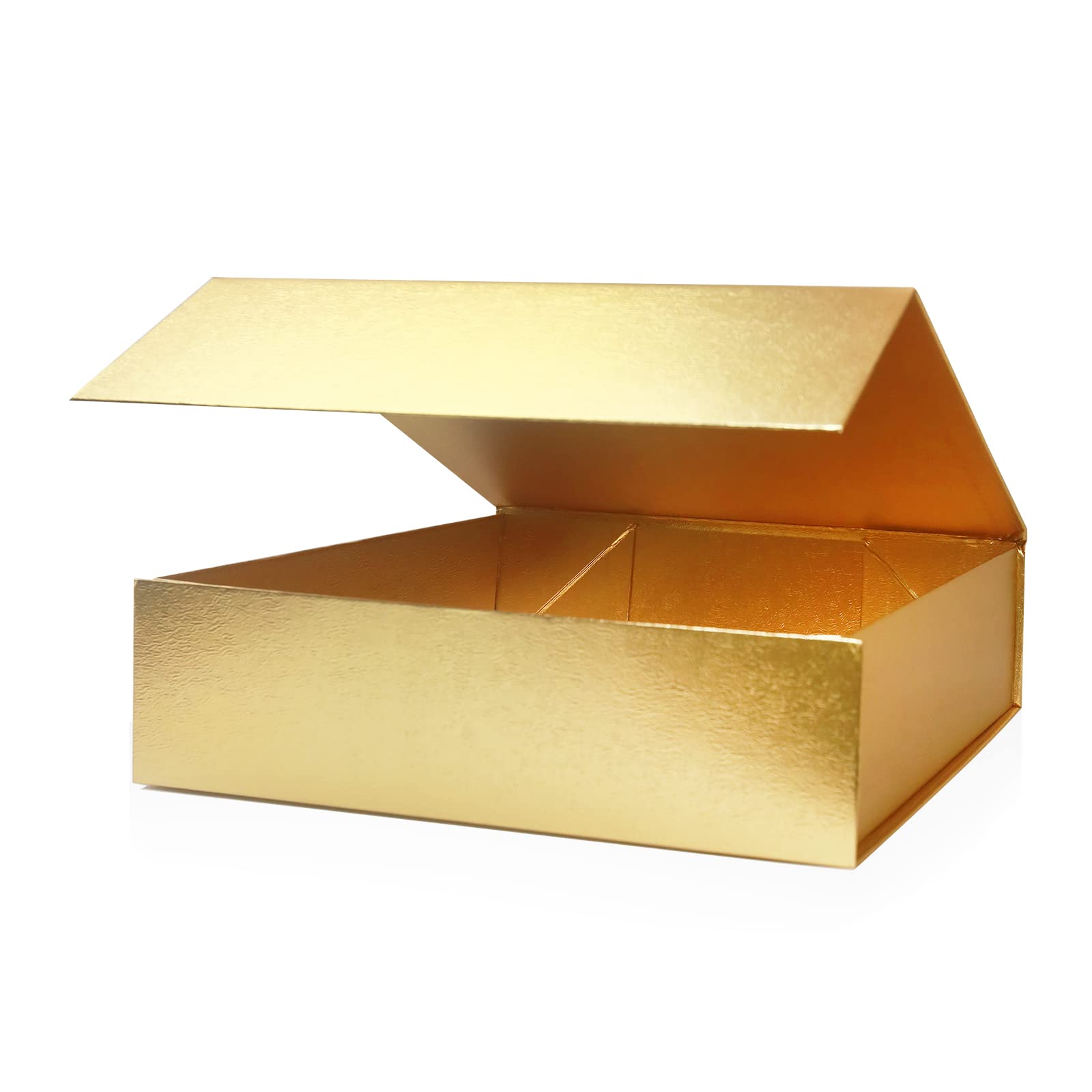 Magnetic Gift Boxes with Lids, 320x240x90 mm Large Gift Boxes for Presents, Gold Luxury Sturdy Foldable Cardboard Box with Magnetic Closure (Pack of 1)