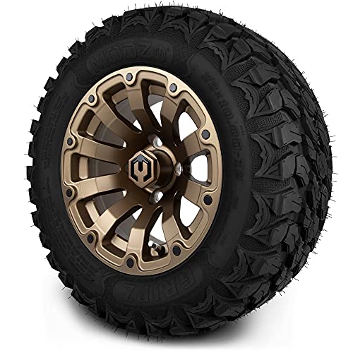 MODZ 12" Bomber Matte Bronze Wheels and MODZ Gripz (22x1012) Golf Cart