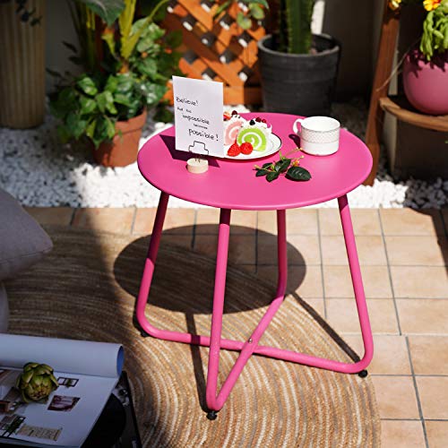 Grand patio Steel Patio Side Table, Weather Resistant Outdoor Round End