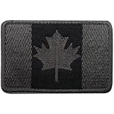 Canada Flag Patches Tactical Tags Canadian Maple Leaf Embroidered Patch Morale National Emblem Shoulder Sew On Embroider for Travel Backpack Jackets Hats Team Uniform (Black Gray)