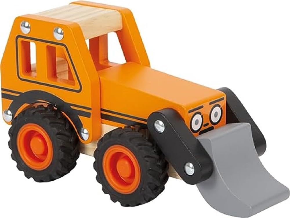 Small Foot Excavator made of FSC® 100%-certified wood, toy truck w/frontloader for kids aged 18+ months, 12447