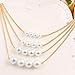 Usstore Women Lady Multilayer Metal Size Double Faux Pearl Necklace