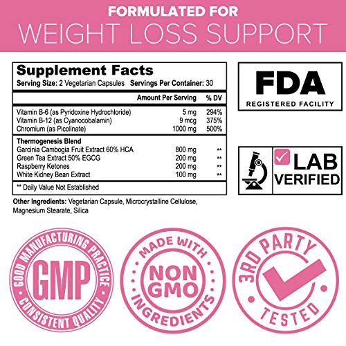 Premium Thermogenic Fat Burner Weight Loss Pills - Energy Boost, Appetite Suppressant, Carb Blocker, Natural Green Tea Extract Detox Cleanse and Keto Boost Supplement for Women Men (60 Capsules)