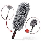 AutoZiv Car & Home Microfiber Duster - Best Exterior & Interior Use - Lint Free - 2 Piece Cleaning Kit - Long Unbreakable Extendable Telescopic Handle