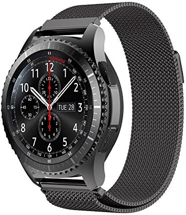 Gear S3 Frontier / Classic Watch Band, EACC 22mm Milanese Loop Adjustable Stainless Steel Replacement Strap Bands for Samsung Gear S3 Classic / S3 Frontier Smart Watch - Black