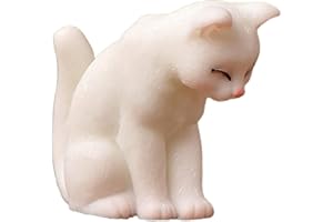 White Miniature Cats Statue, Hand Painted Pet Memorial Figurine, Micro Landscape Fairy Garden House, DIY Terrarium Crafts Orn