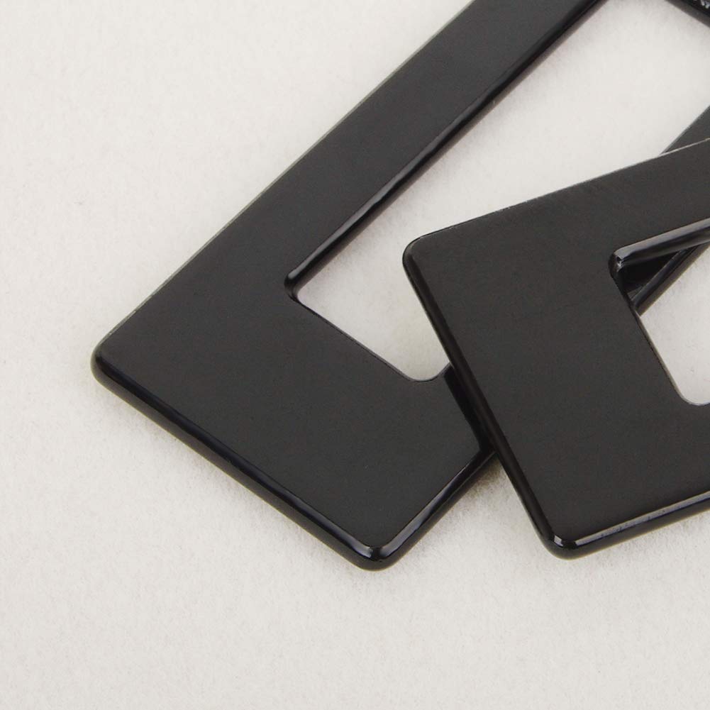 Acrylic Earrings for Women Resin Marble Texture Geometric Rectangle Gold Plated Pendant Earrings(Black)